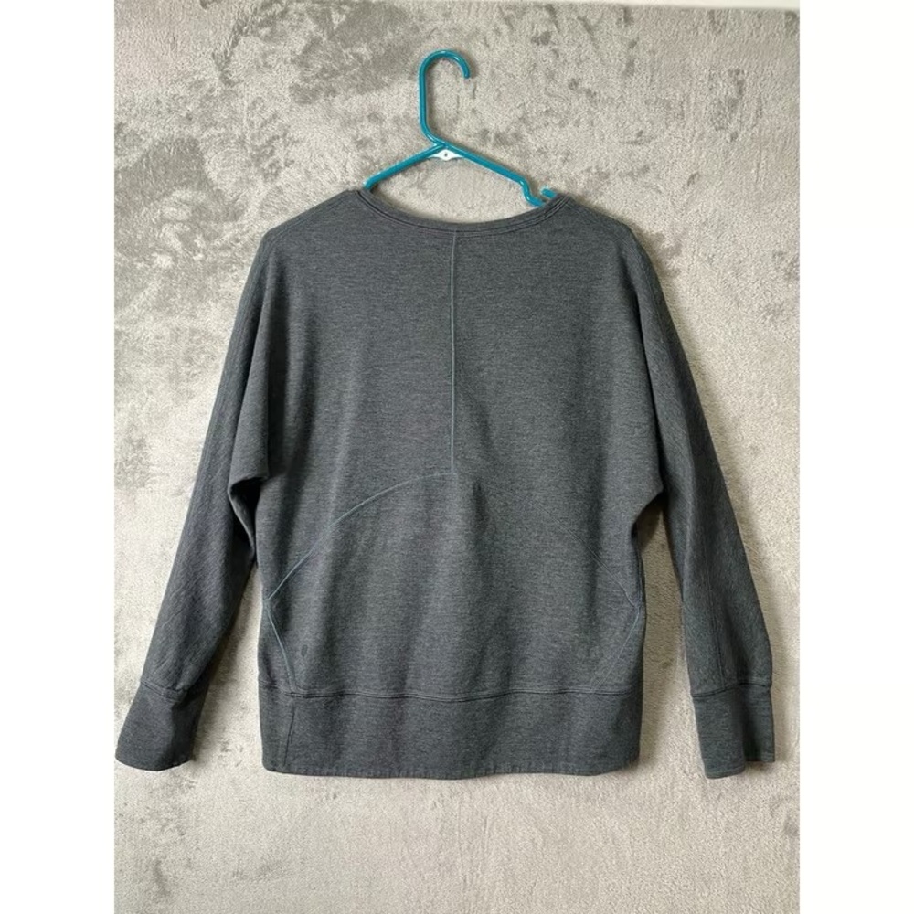 Women’s Cozy Layered Hem Sweater - Charcoal with Teal Accent - Picture 2 of 3